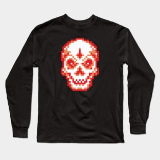 Evil Skull Pixel Long Sleeve T-Shirt